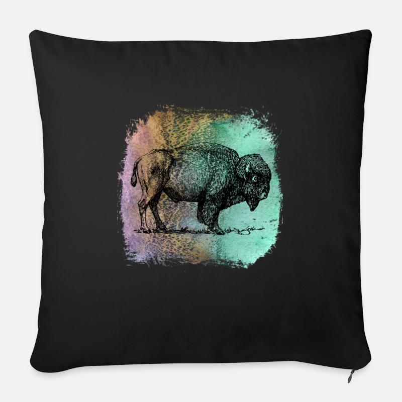 Büffel Bison buffalo bison Buffalo Wisent T Shirt - Sofakissenbezug 45 x 45 cm - Schwarz