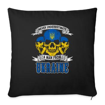 Crâne crâne Ukraine nation Crimée Ukrainiens - Housse de coussin décorative 45 x 45 cm - noir - Devant