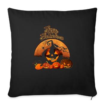 Happy Halloween Black Cat Pumpkin Witch Bat - Sofa pillowcase 17,3'' x 17,3'' (45 x 45 cm) - black - Front