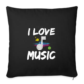 J'aime la musique I Music Musician Note Sheet Music Charts - Housse de coussin décorative 45 x 45 cm - noir - Devant