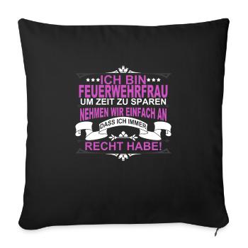 Idée cadeau femme pompier - Housse de coussin décorative 45 x 45 cm - noir - Devant