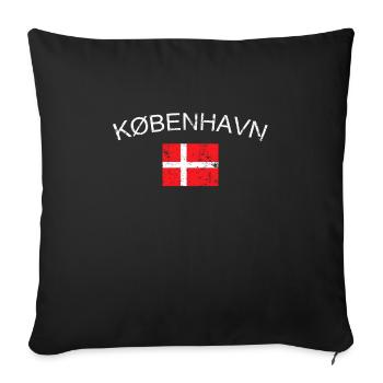 Kobenhavn T-Shirt, Vintage Denmark Copenhagen - Sofa pillowcase 17,3'' x 17,3'' (45 x 45 cm) - black - Front