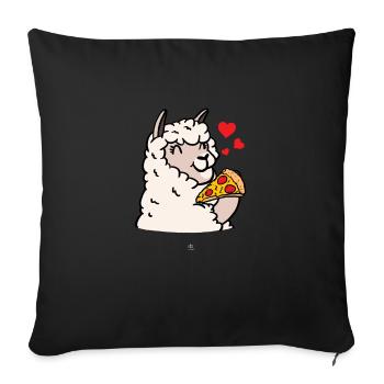 Lama eats pizza salami pizza plate oven gift - Sofa pillowcase 17,3'' x 17,3'' (45 x 45 cm) - black - Front