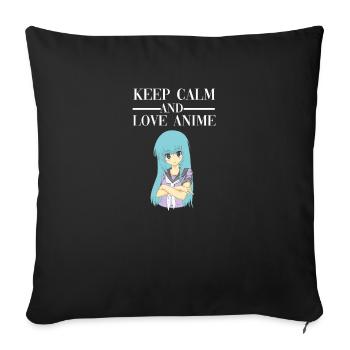 Keep Calm Cute Anime School Uniform Girl Gift - Sofa pillowcase 17,3'' x 17,3'' (45 x 45 cm) - black - Front