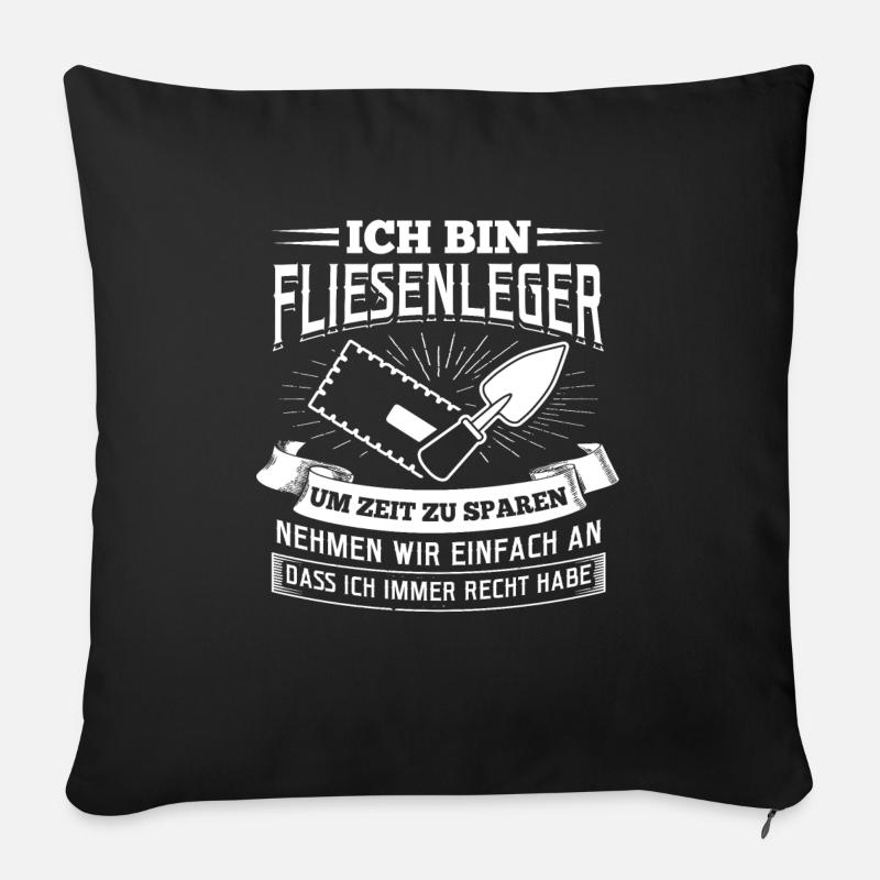 ich bin Fliesenleger - Sofakissenbezug 45 x 45 cm - Schwarz