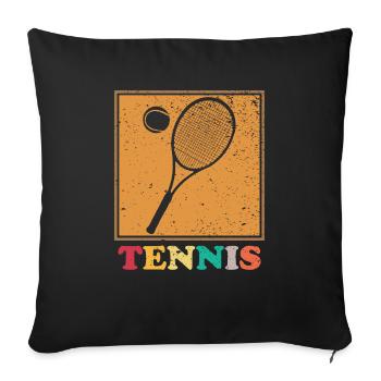 Tennis Tennis Racket Tennis Ball - Sofa pillowcase 17,3'' x 17,3'' (45 x 45 cm) - black - Front