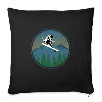 Ski cadeau enfants sports d'anniversaire - Housse de coussin décorative 45 x 45 cm - noir - Devant