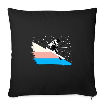 Ski cadeau de sport de Noël pour enfants - Housse de coussin décorative 45 x 45 cm - noir - Devant