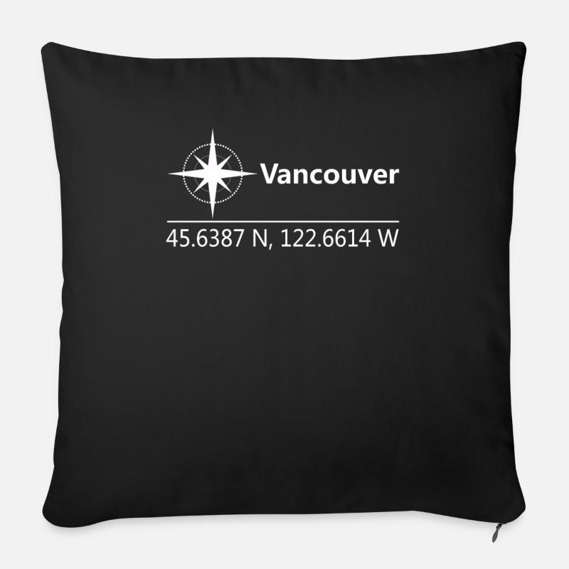 Vancouver Canada Geographic coordinates - Sofa pillowcase 17,3'' x 17,3'' (45 x 45 cm) - black