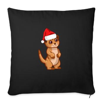 Suricate avec Bonnet de Noel / Bonnet de Noel - Housse de coussin décorative 45 x 45 cm - noir - Devant