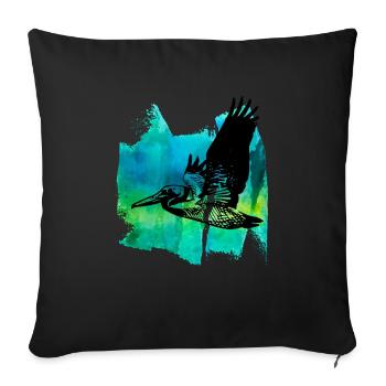Pelican Pelicans Pelican Waterfowl T Shirt - Sofa pillowcase 17,3'' x 17,3'' (45 x 45 cm) - black - Front