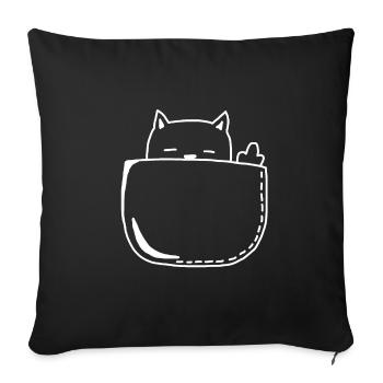 Chat minou doigts de doigts puants cadeau - Housse de coussin décorative 45 x 45 cm - noir - Devant