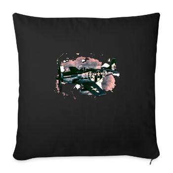 avions de chasse - Housse de coussin décorative 45 x 45 cm - noir - Devant