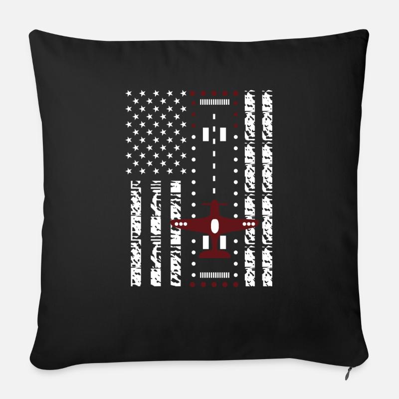 Runway plane - Sofa pillowcase 17,3'' x 17,3'' (45 x 45 cm) - black