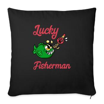 Lucky angler fishing fish fishing gift - Sofa pillowcase 17,3'' x 17,3'' (45 x 45 cm) - black - Front