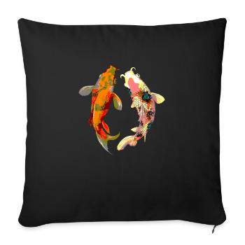 Poisson koi amateur de poisson aquarelle japonais - Housse de coussin décorative 45 x 45 cm - noir - Devant
