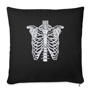 Skeleton Rippenkäfig Happy Halloween Süßes sonst gibt's Saures - Sofakissenbezug 45 x 45 cm - Schwarz - Vorne