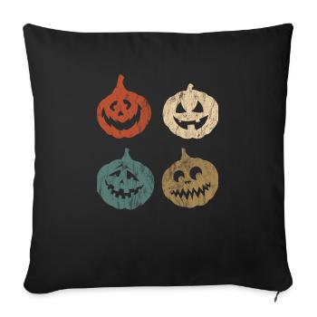 Cadeau rétro d'horreur citrouille d'halloween vintage - Housse de coussin décorative 45 x 45 cm - noir - Devant