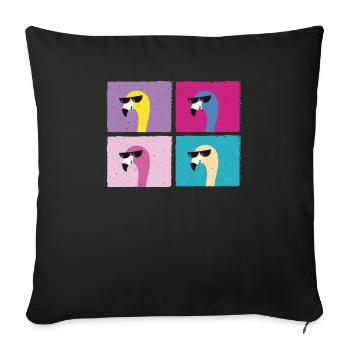 Cool Flamingo Colorful Bird Sunglasses Gift - Sofa pillowcase 17,3'' x 17,3'' (45 x 45 cm) - black - Front
