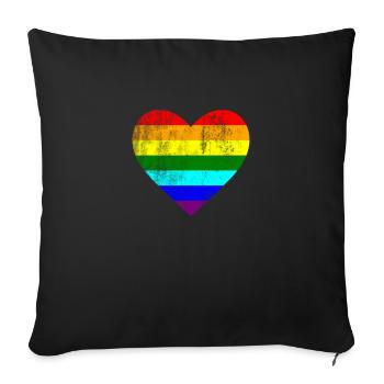 Heart LGTB Pride Gay Gay Lesbian Rainbow - Housse de coussin décorative 45 x 45 cm - noir - Devant
