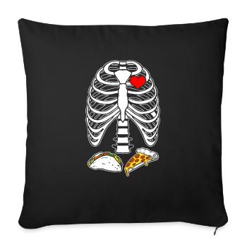 Pizza taco guacamole skeleton ribs gift - Sofa pillowcase 17,3'' x 17,3'' (45 x 45 cm) - black - Front