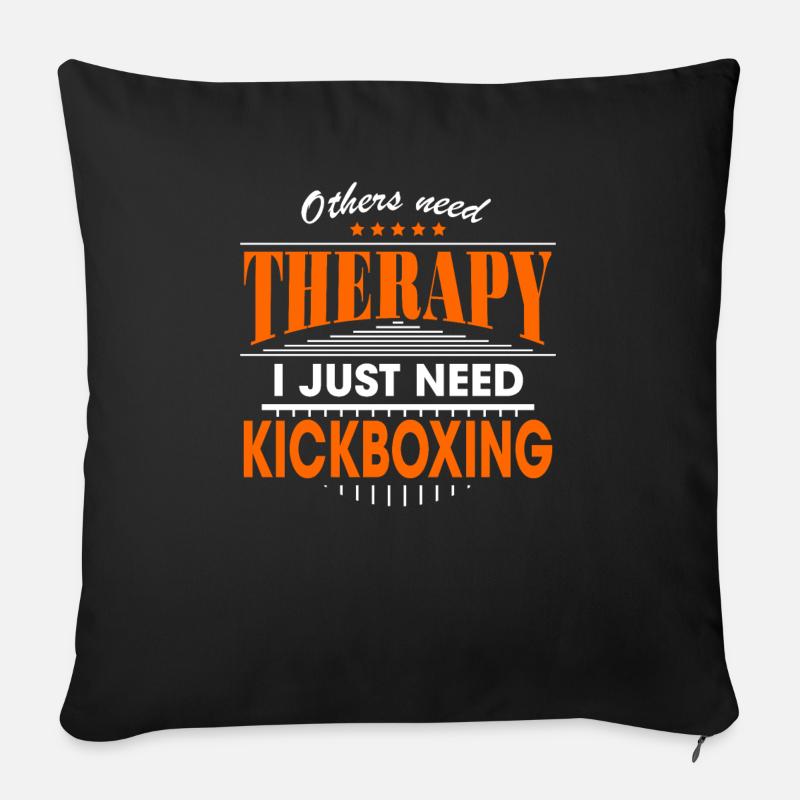 kickboxing is my therapy - Sofa pillowcase 17,3'' x 17,3'' (45 x 45 cm) - black