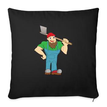 Bûcheron - cadeau de hache des montagnes des Alpes - Housse de coussin décorative 45 x 45 cm - noir - Devant