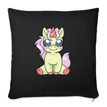 Licorne - T-Shirt Licorne - Cadeau Licorne - Housse de coussin décorative 45 x 45 cm - noir - Devant