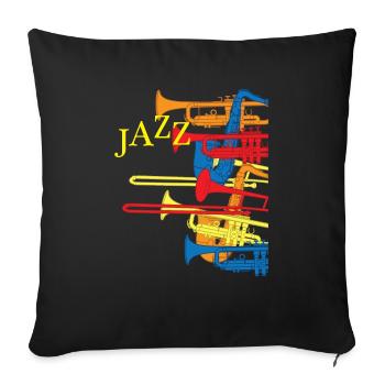 Trombone de jazz trompette - Musique Instrument Band - Housse de coussin décorative 45 x 45 cm - noir - Devant
