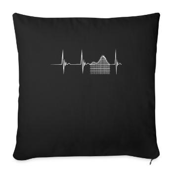 Ligne de pouls ECG Pulse Line Roller Coaster - Housse de coussin décorative 45 x 45 cm - noir - Devant