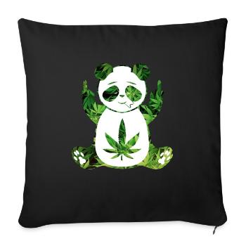 Panda stoned weed - Sofa pillowcase 17,3'' x 17,3'' (45 x 45 cm) - black - Front