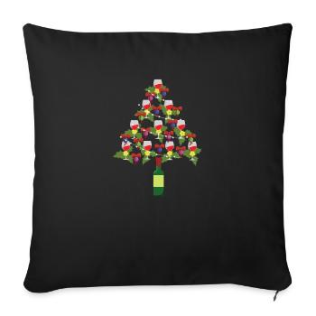 Wine Christmas Tree T-Shirt Gift Idea - Sofa pillowcase 17,3'' x 17,3'' (45 x 45 cm) - black - Front