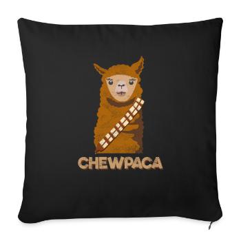 Alpaga Lama Chewpaca Comique Pérou - Housse de coussin décorative 45 x 45 cm - noir - Devant