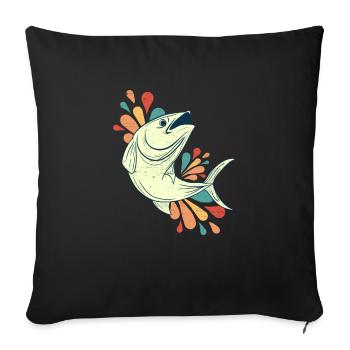 poisson - Housse de coussin décorative 45 x 45 cm - noir - Devant
