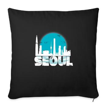 Séoul Corée du Sud cadeau Noël Sun Skyline - Housse de coussin décorative 45 x 45 cm - noir - Devant