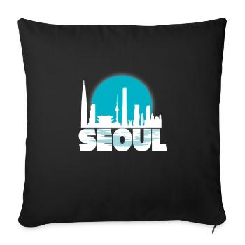Séoul Corée du Sud cadeau Noël Sun Skyline - Housse de coussin décorative 45 x 45 cm - noir - Devant
