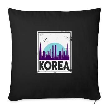 North Korea South Korea Asia gift Korea - Sofa pillowcase 17,3'' x 17,3'' (45 x 45 cm) - black - Front