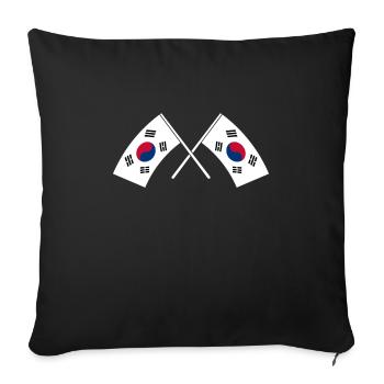 Corée du Nord Corée du Sud Asie Drapeau Cadeau - Housse de coussin décorative 45 x 45 cm - noir - Devant