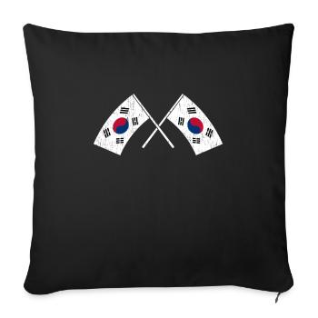 Corée du Nord Corée du Sud Asie Drapeau Corée - Housse de coussin décorative 45 x 45 cm - noir - Devant