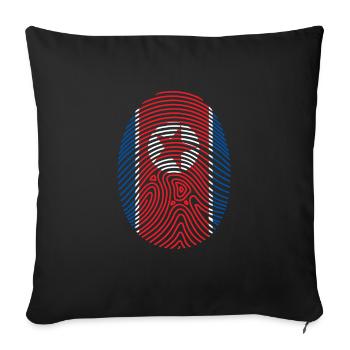 Drapeau de Noël cadeau Corée du Nord d'empreintes digitales - Housse de coussin décorative 45 x 45 cm - noir - Devant