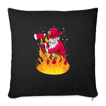 Noël Santa pompier cadeau - Housse de coussin décorative 45 x 45 cm - noir - Devant