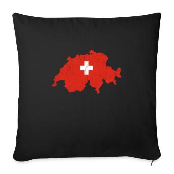 Drapeau suisse des montagnes de fromage - Housse de coussin décorative 45 x 45 cm - noir - Devant
