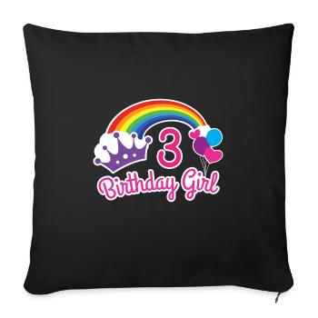 Chemise 3ème anniversaire Rainbow Princess pour fille - Housse de coussin décorative 45 x 45 cm - noir - Devant