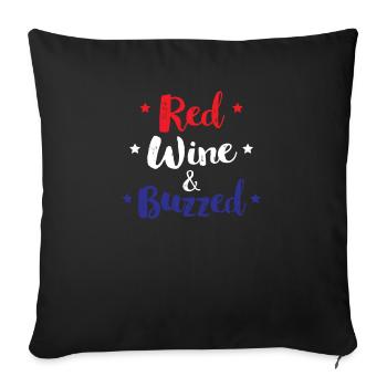 Vin rouge et buzzed drôle 4 juillet - Housse de coussin décorative 45 x 45 cm - noir - Devant