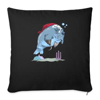 Pirate Manatee Funny Sea Cow Lover - Sofa pillowcase 17,3'' x 17,3'' (45 x 45 cm) - black - Front