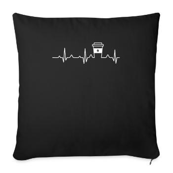 Kaffee Herzschlag Kaffeetasse Koffeinliebhaber - Sofakissenbezug 45 x 45 cm - Schwarz - Vorne