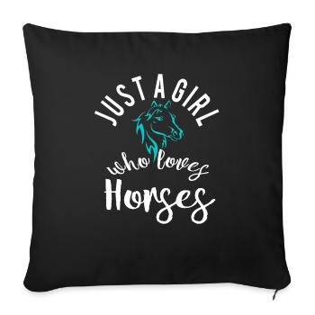 Mignon je suis juste une fille qui aime les chevaux - Housse de coussin décorative 45 x 45 cm - noir - Devant