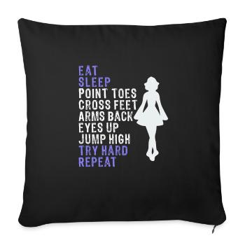Awesome Girls Irish Dance Gift Eat Sleep Repeat - Housse de coussin décorative 45 x 45 cm - noir - Devant