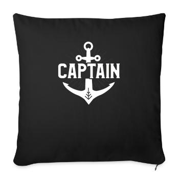 Capitaine mignon Ancre Je suis le capitaine de ce bateau - Housse de coussin décorative 45 x 45 cm - noir - Devant