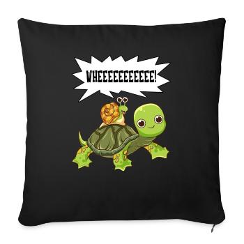 Cute & Funny Snail Riding on Turtle Yelling Whee - Sofa pillowcase 17,3'' x 17,3'' (45 x 45 cm) - black - Front